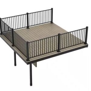 Apex Attached 12 ft. x 12 ft. Arctic Birch PVC Deck Kit with Steel Framing and Aluminum Railing